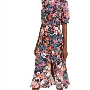 Julia Jordan Floral Puff Sleeve Midi Dress Size 4